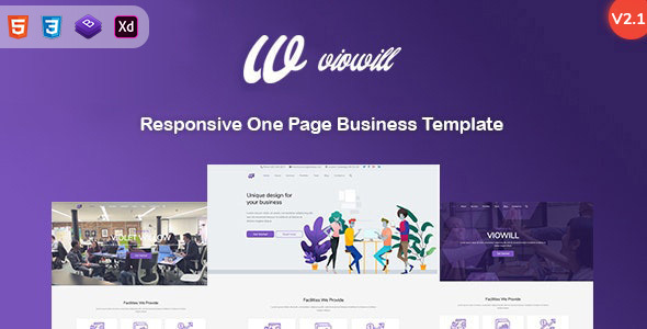 Viowill - Responsive One Page Business Template + Adobe XD file