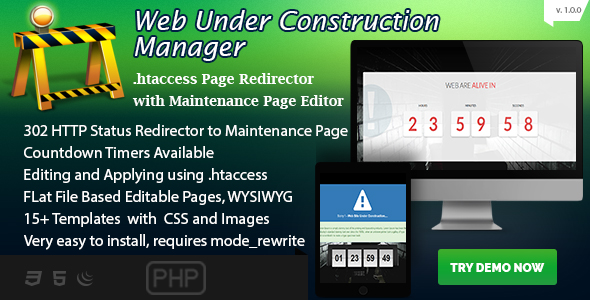 Web Under Construction Manager - Maintenance Page Builder and Redirector