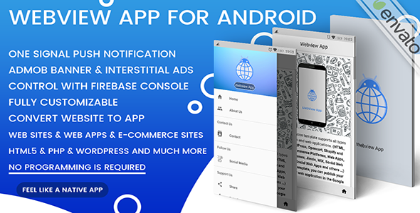 Webview App For Android - One Signal + Admob | Convert Website To App