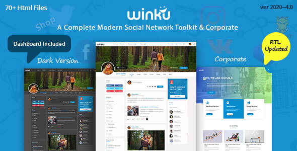 Winku - Social Network Toolkit & Corporate Responsive Template