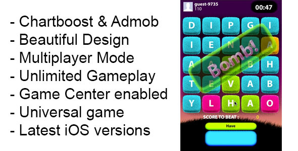 Word War iOS Game Universal Template iPhone
