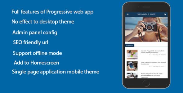 WordPress Mobile Soft - Progressive Web Application plugin for WordPress on mobile