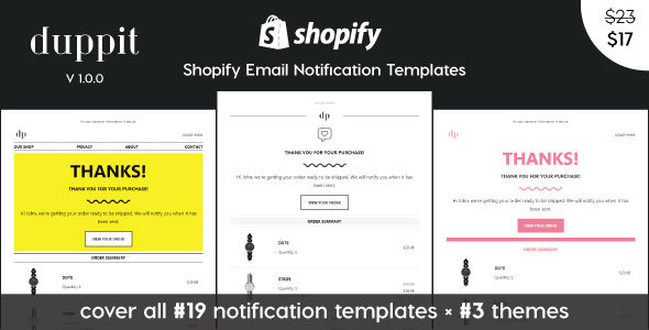 duppit - Notification Email Templates for Shopify Themes