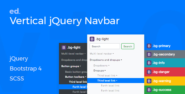 ed Navbar v1.0 -  Customisable Multi-Level Vertical jQuery Navbar for Bootstrap 4