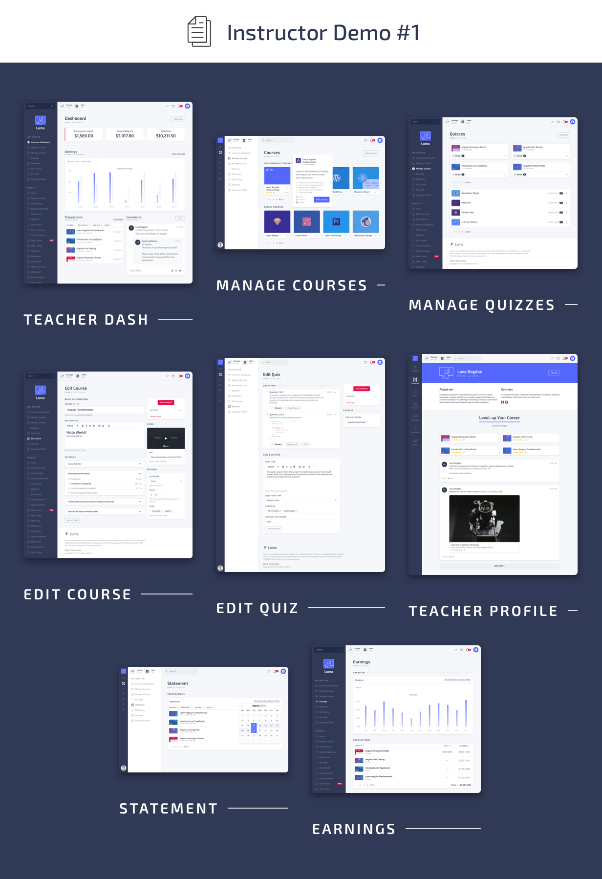 Luma - Education App Instructor Pages