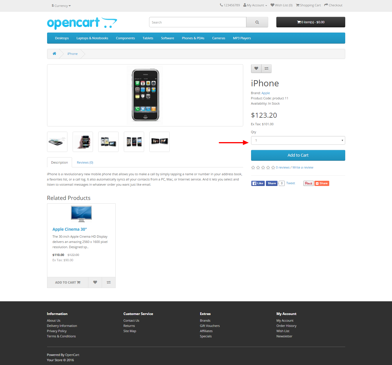 Dropdown Quantity for Opencart - 2