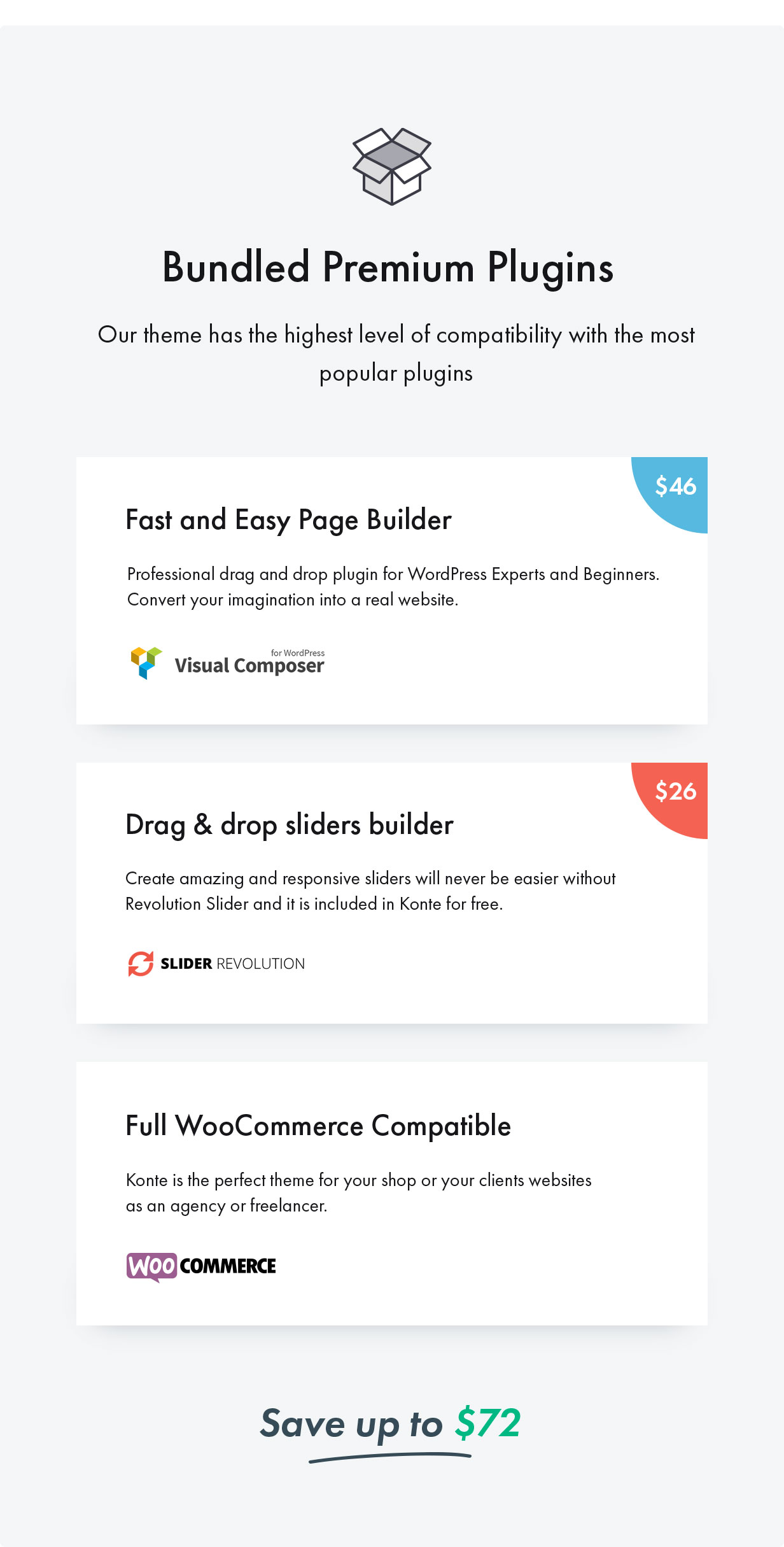 Konte WordPress theme - supported plugins