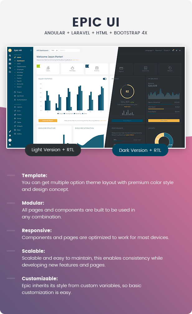 Epic Pro - HR & Project Management Admin Template and UI Kit - 5
