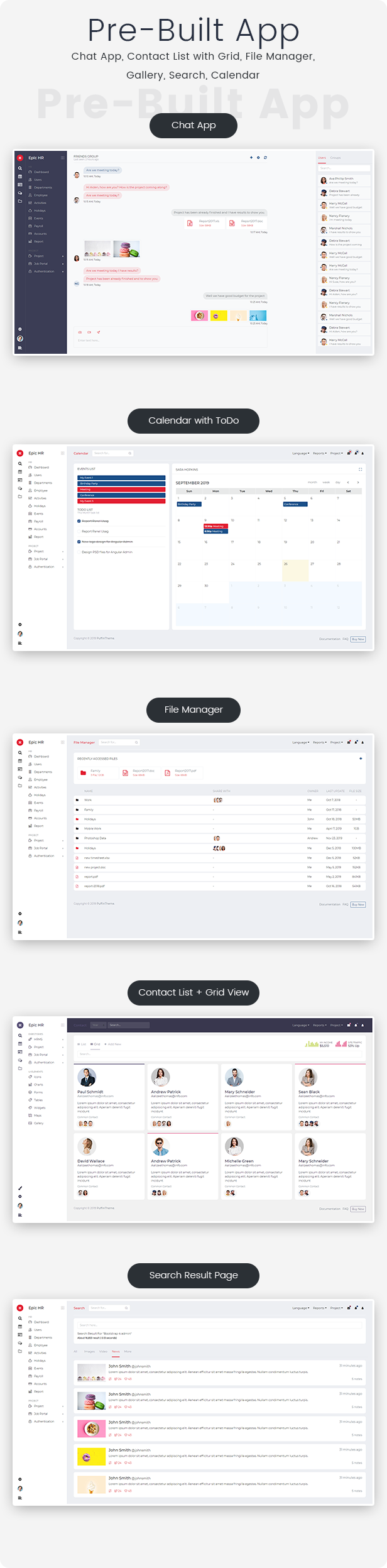 Epic Pro - HR & Project Management Admin Template and UI Kit - 7