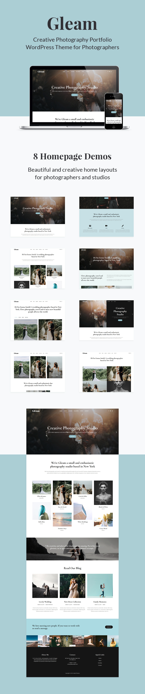 Gleam - Portfolio Photography WordPress Theme - 1