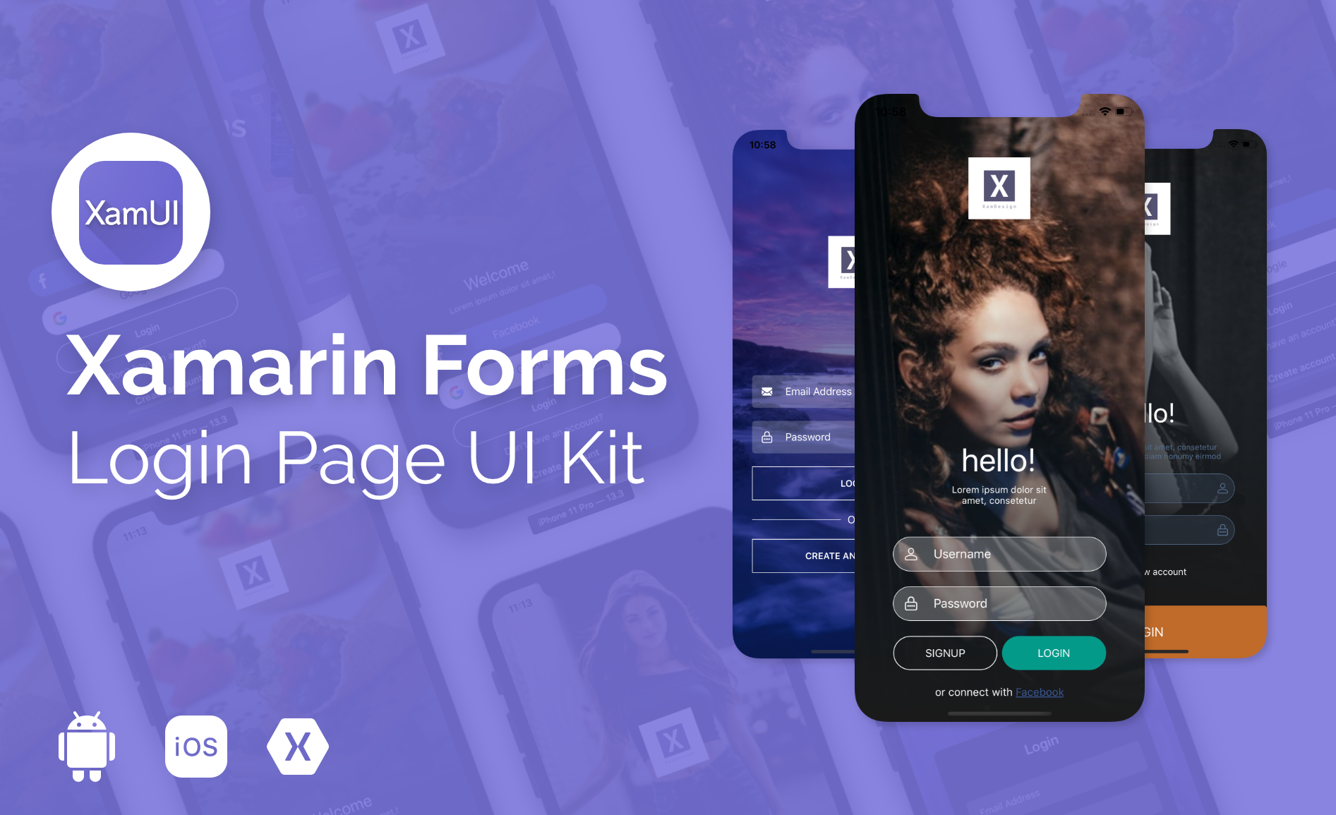 XamUI Xamarin Forms Login Page UI Kit ( Android & iOS ) - 1