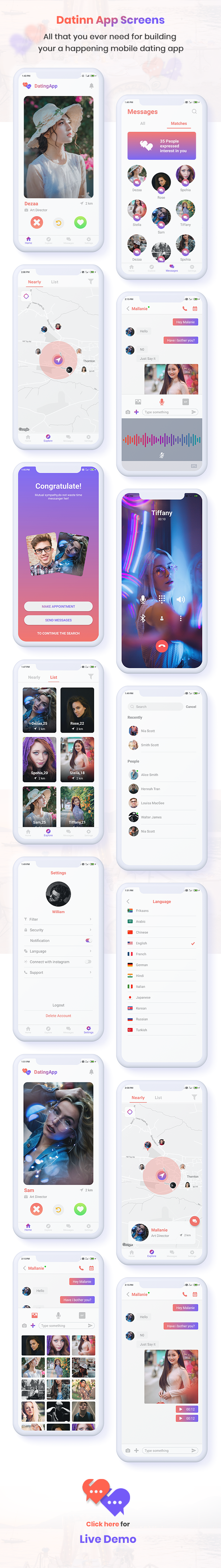 Datinn - iOS Dating App UI Design Template Kit - 2