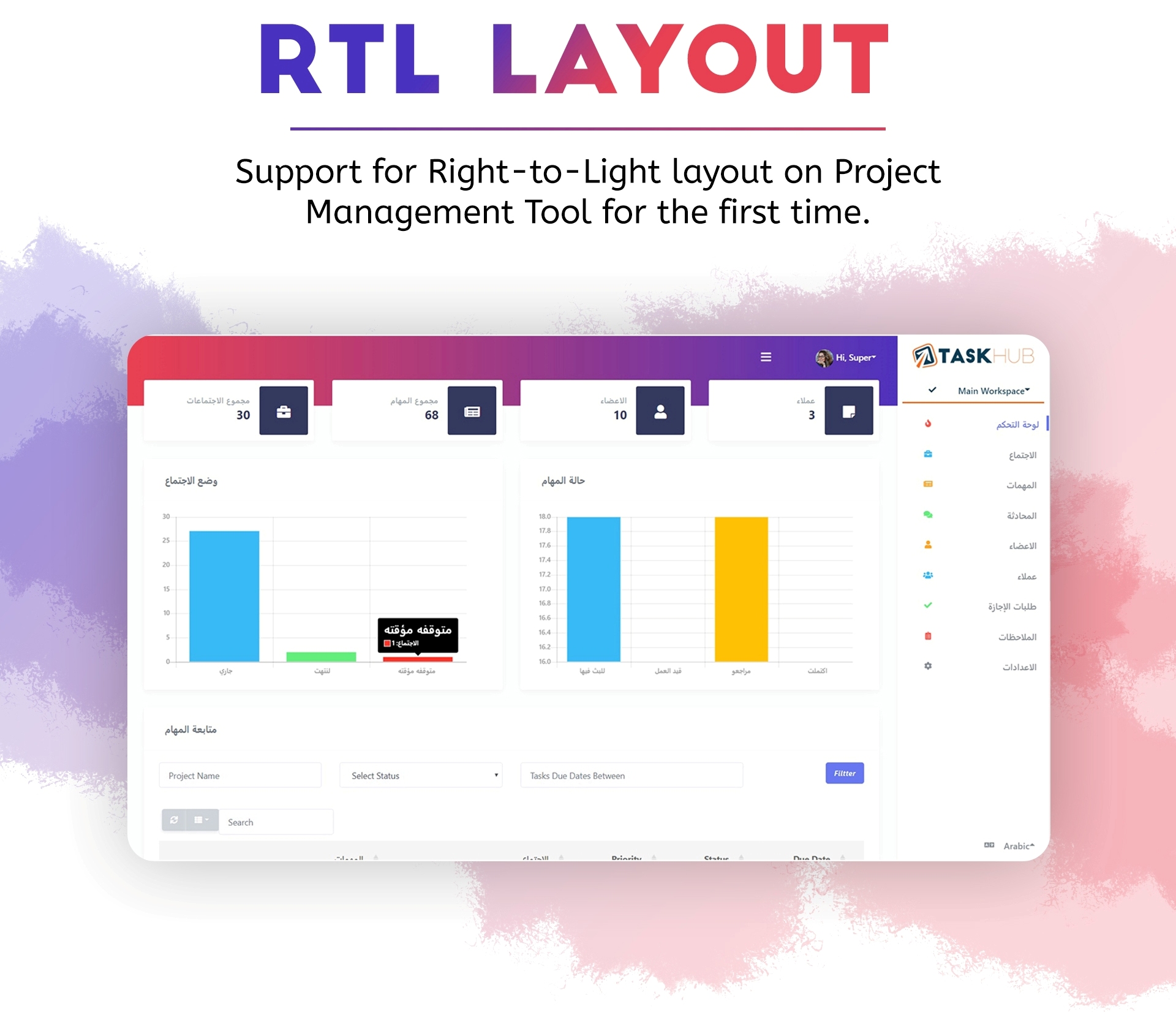 RTL Layout Supported on Project management tool- Tinquire ofhub - v1.2 - 2