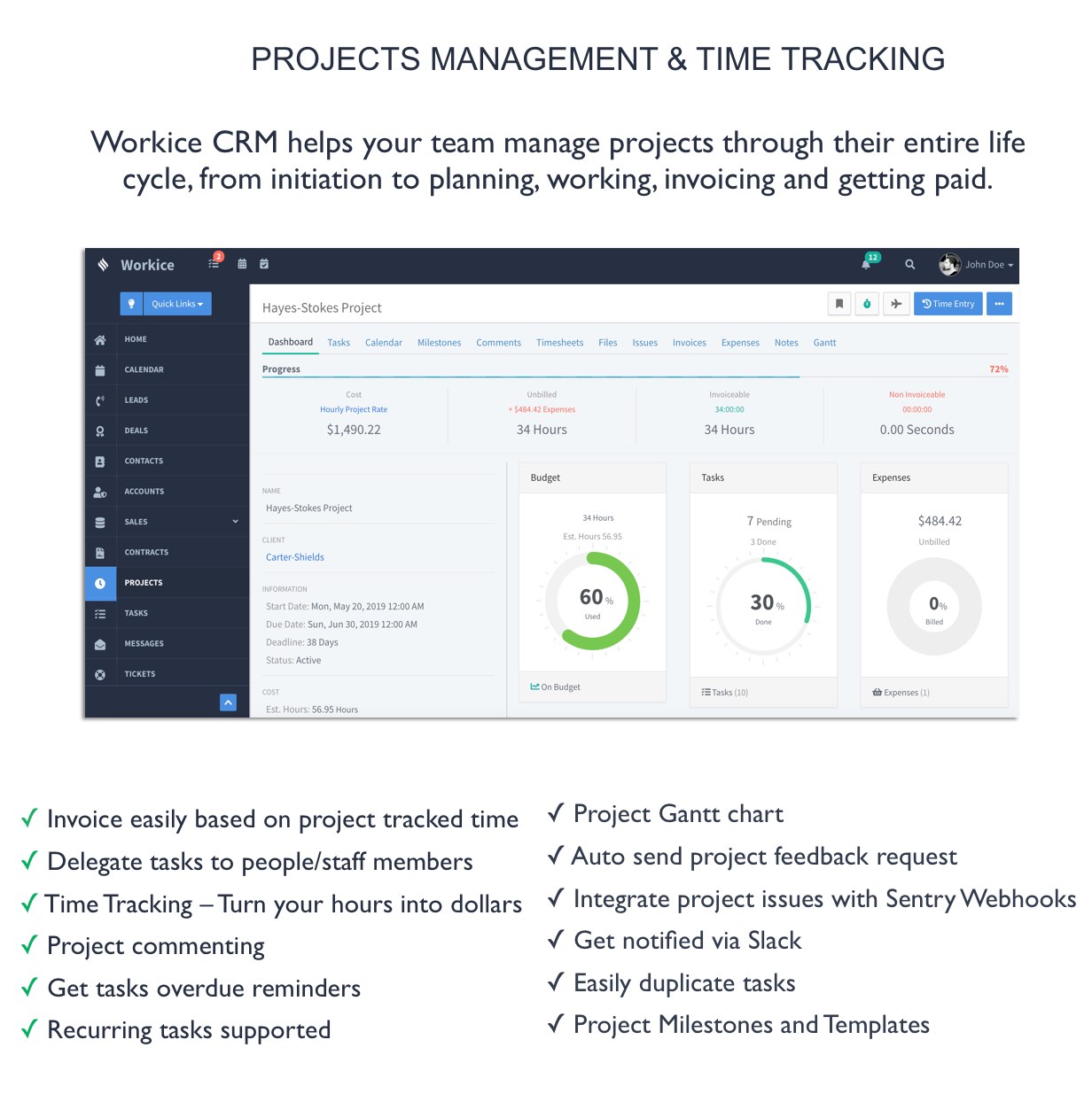 Projects management and time tracking