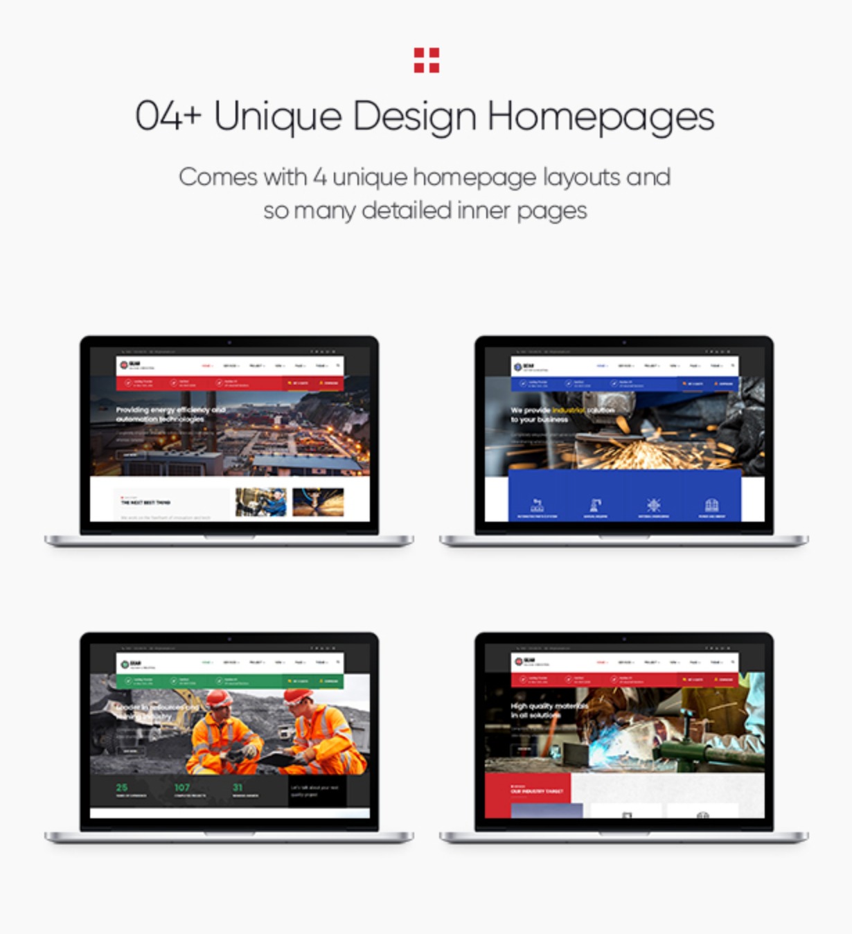 Gear - Factory and Industry Business WordPress Theme 04+ homepages