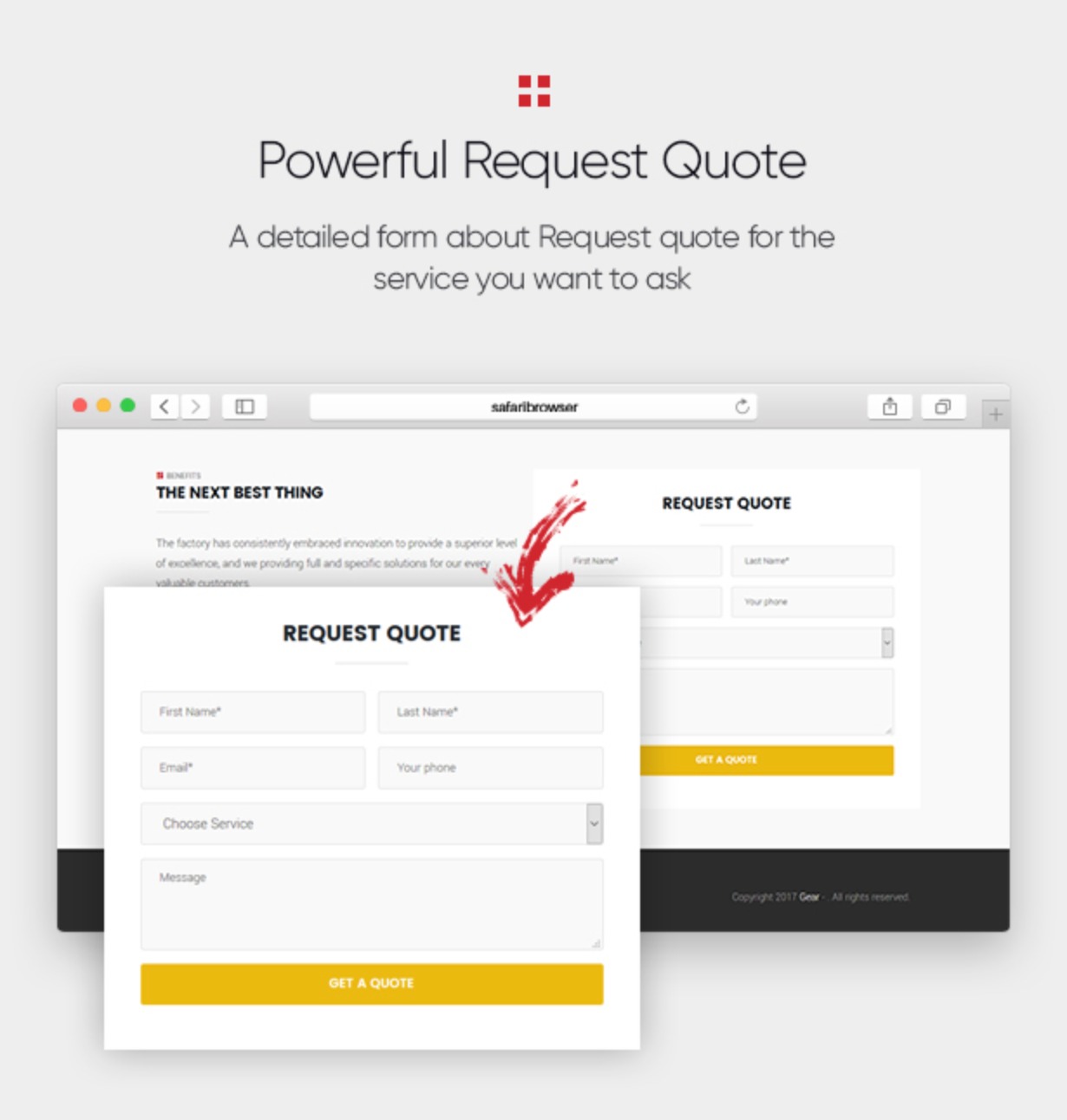 Gear - Factory and Industry Business WordPress Theme powerful request quote