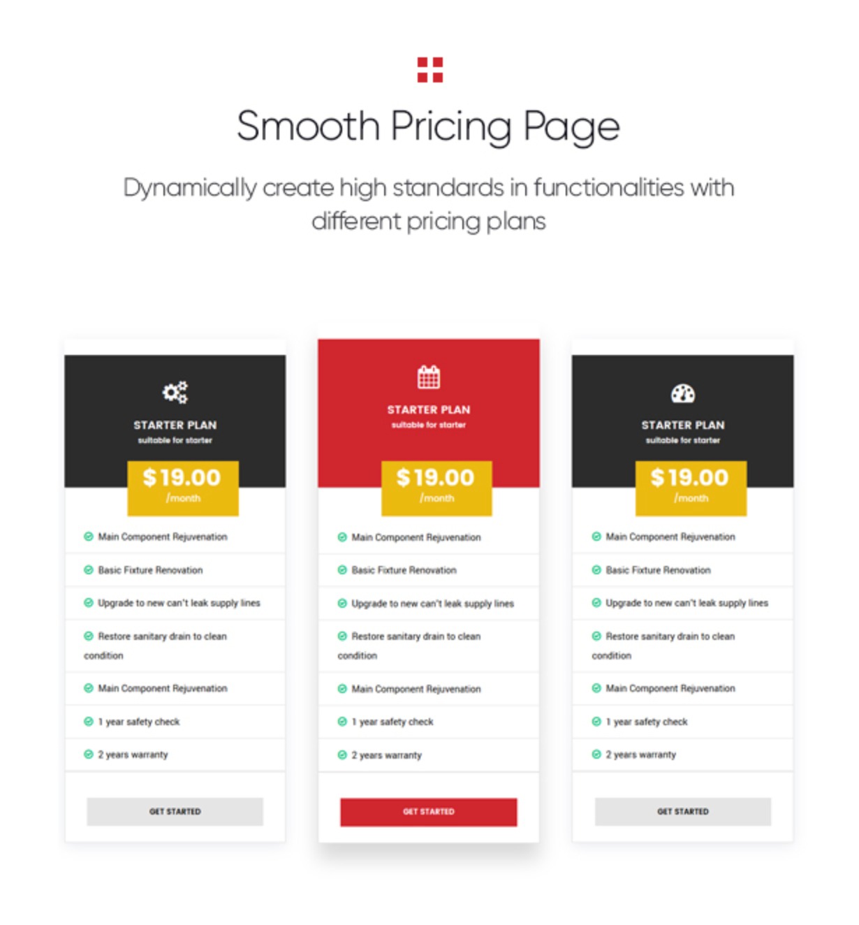 Gear - Factory and Industry Business WordPress Theme smooth pricing page