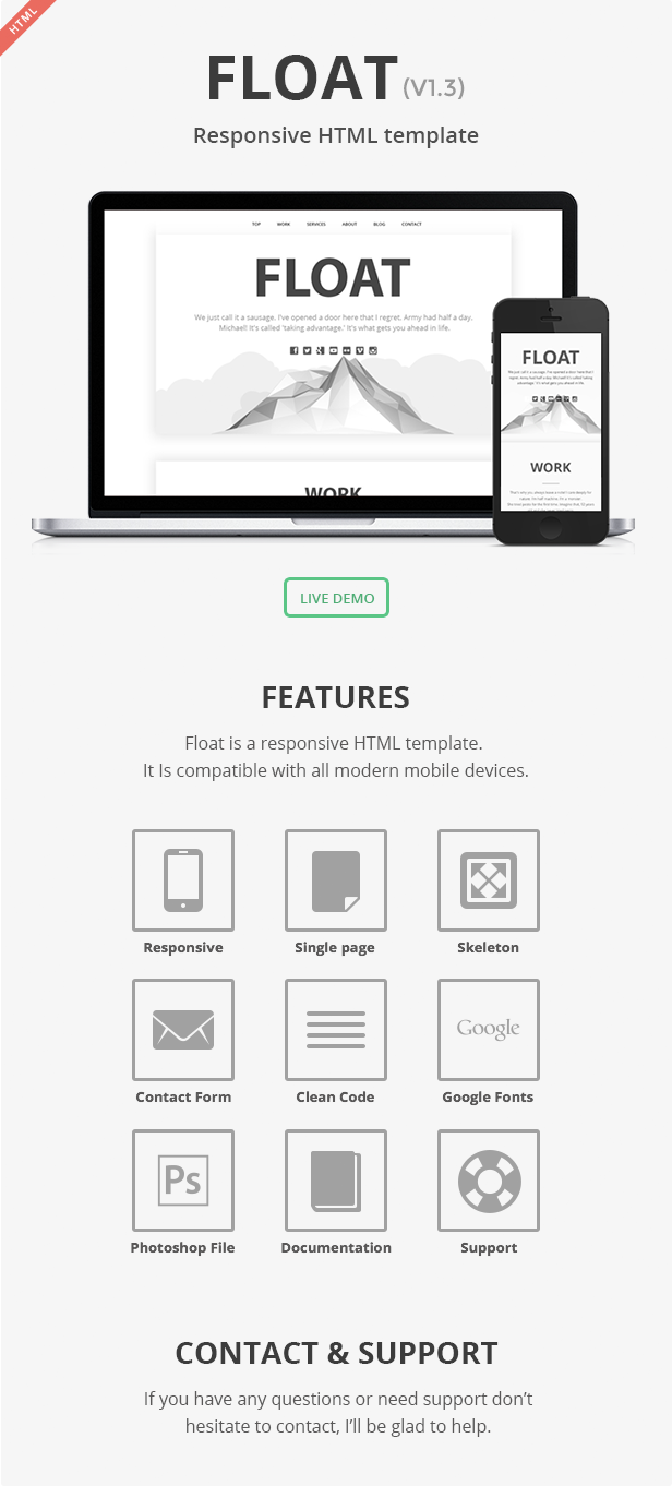 Float - Responsive Bootstrap Single-Page Template - 3