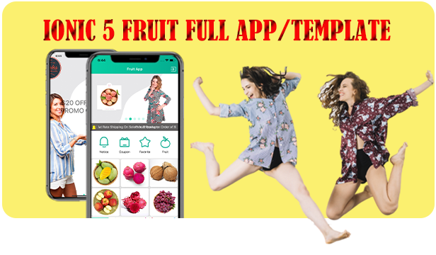 Ionic 5 Fruit Full App with Firebase/Angular Dashboard backend