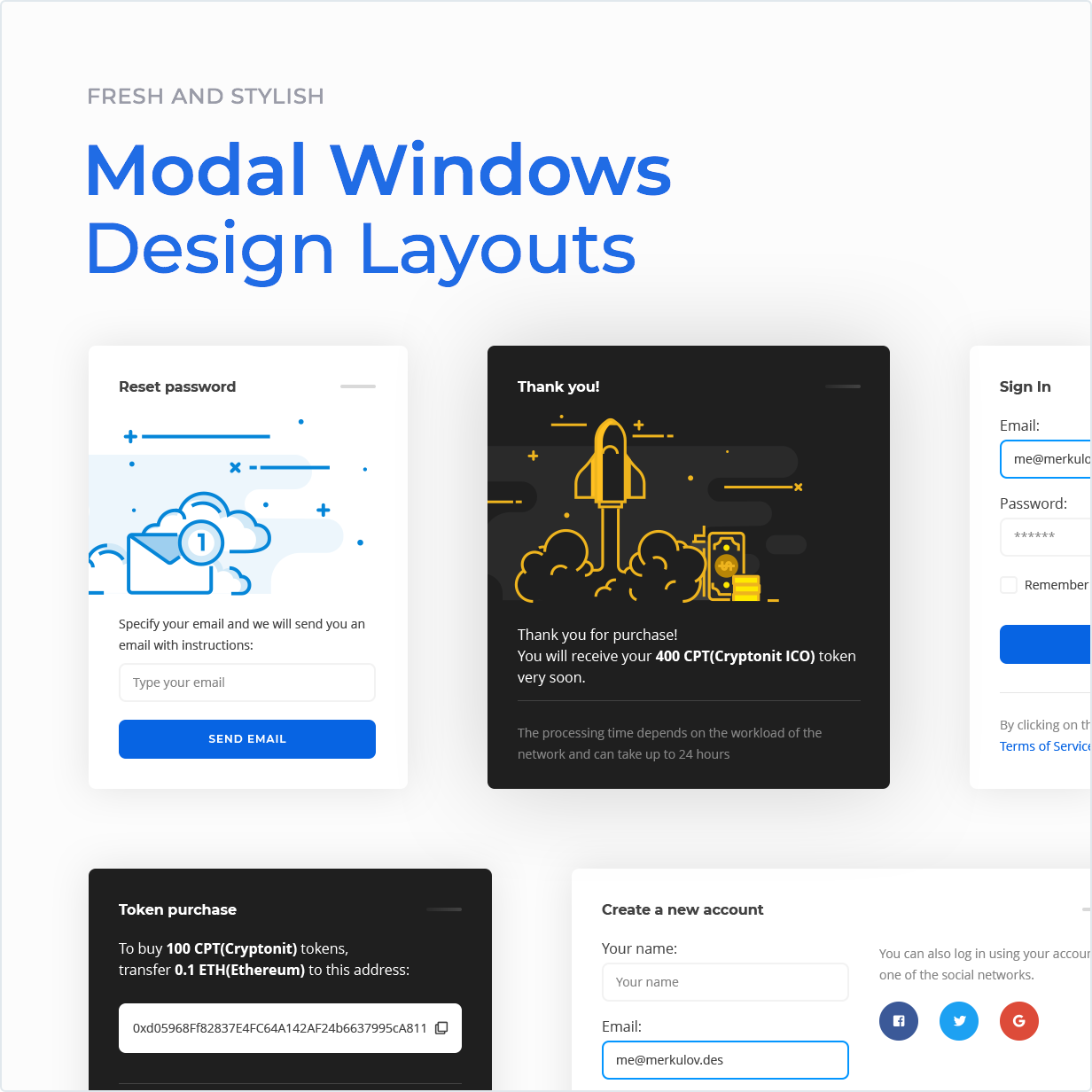 Fresh and stylish Modal windows design layouts