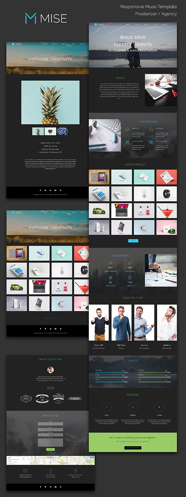 mise responsive muse template