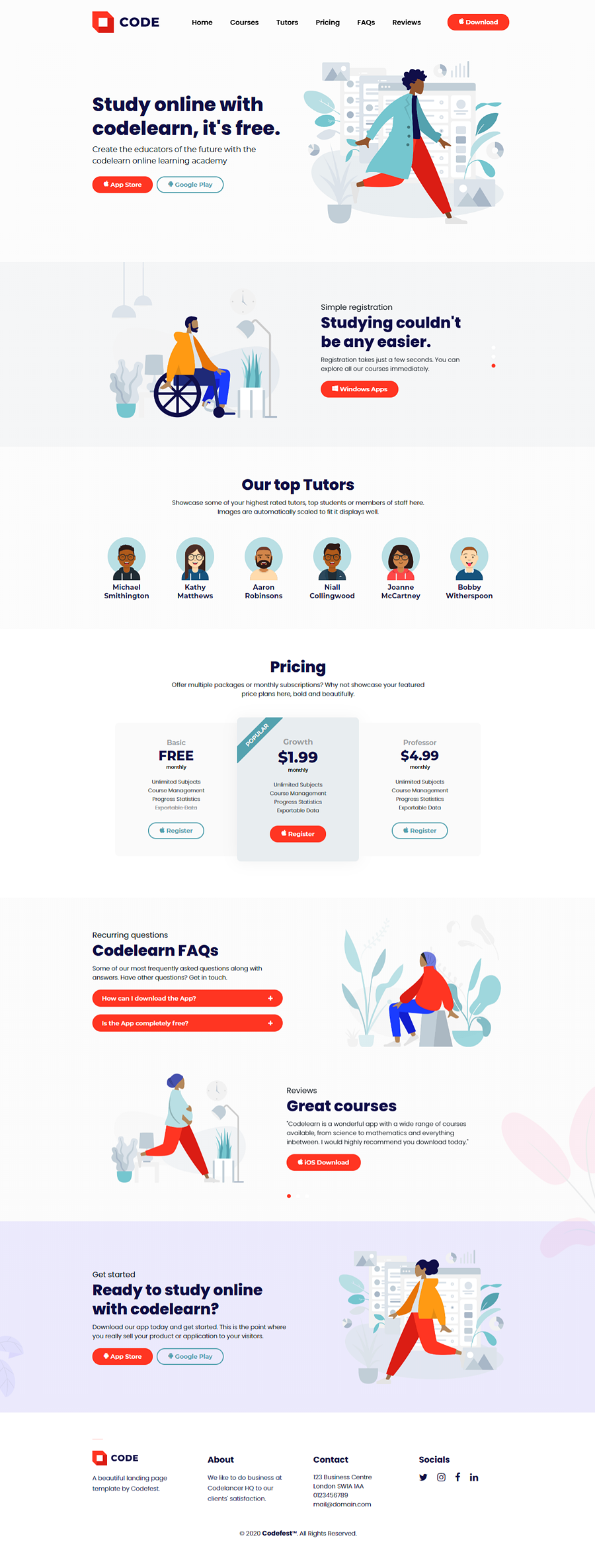 CODELEARN - Multi-Purpose Course and Learning HTML Landing Page Template - 1