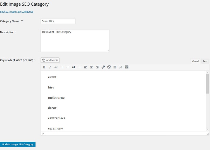 Edit Category for Rename Bulk Images in Media Library