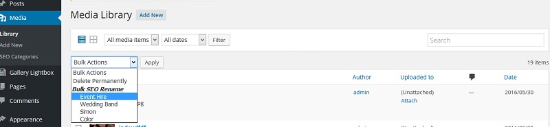 Bulk Images SEO Renamer  in Media Library