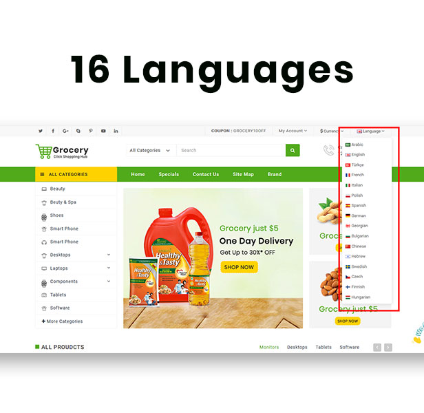 Grocery and Shopping OpenCart 3.X Multistore Theme (Shopping, Mall) - 2