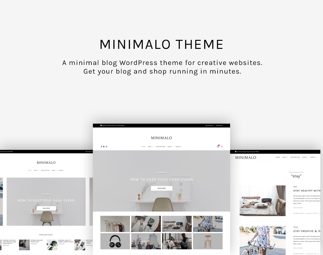 Minimalo - A Minimal Blog WordPress Theme for Creative Websites - 1