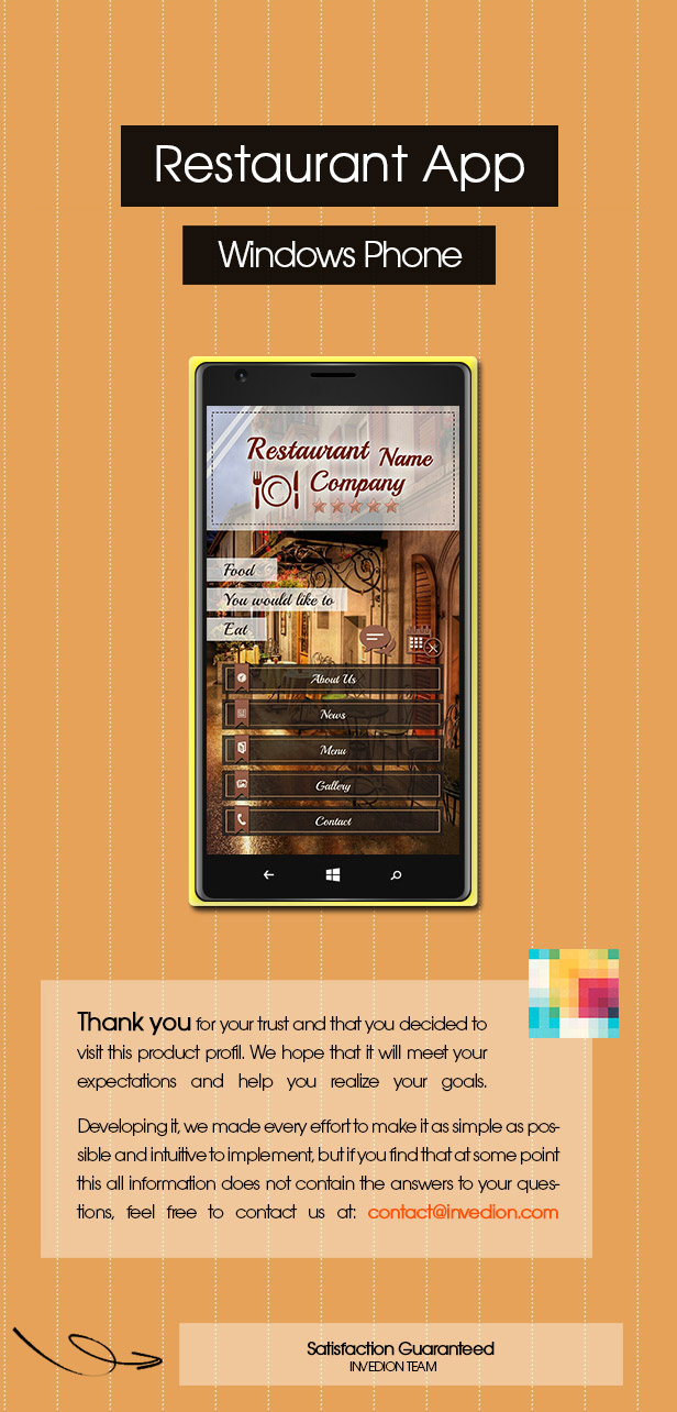 Restaurant App With CMS - Windows Phone - 1