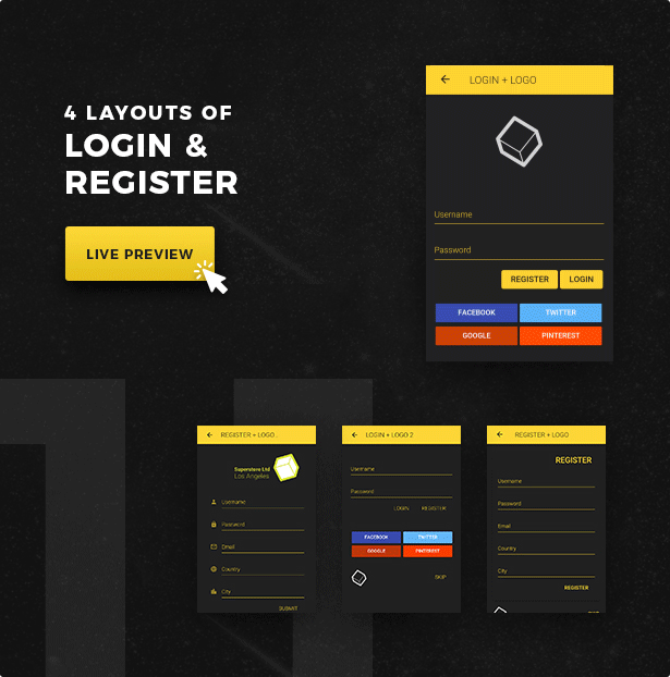 Ionic 3 login and register screen