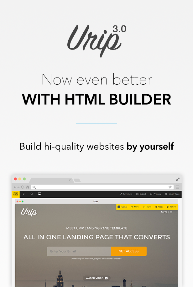 Urip Landing Page Template with HTML Builder