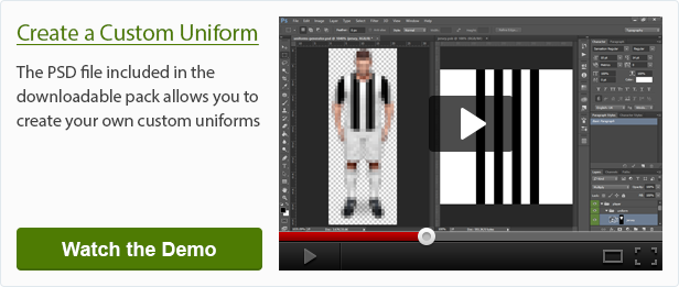 Creation of a custom uniform with the included PSD file