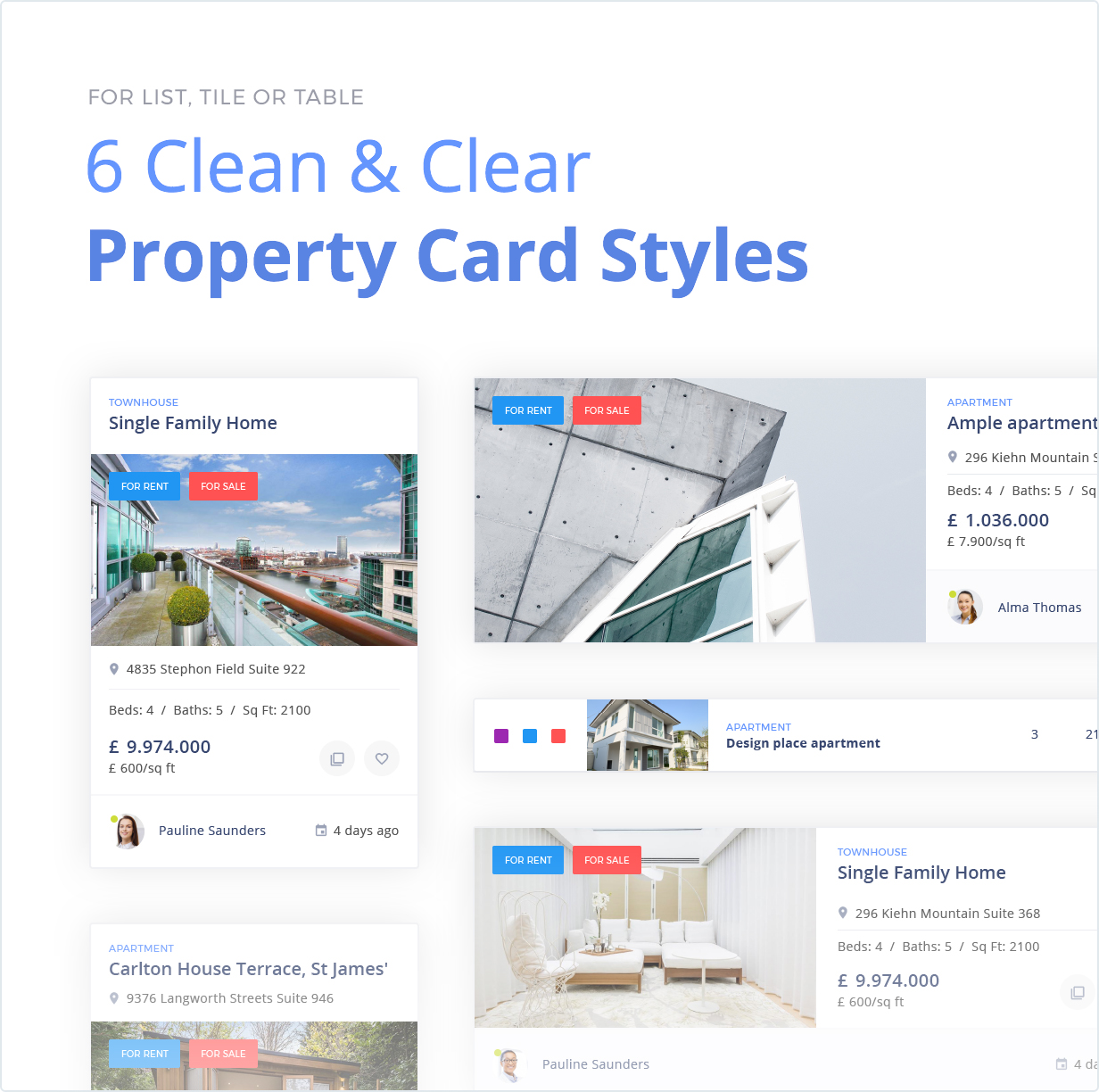6 Clean and Clear Property Card Styles
