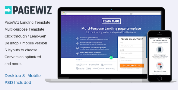 Pagewiz Multipurpose Landing Page Template UpFold - 1