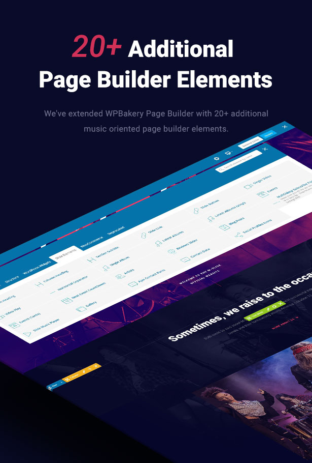 Slide Music WordPress Theme Additional Page Builder Elements