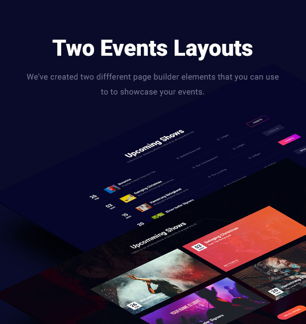 Slide Music WordPress Theme Events Layouts