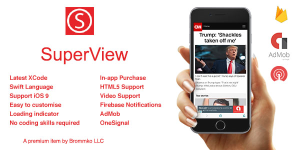 SuperView - WebView App for iOS with Push Notification, AdMob, In-app Purchase - CodeCanyon Item for Sale