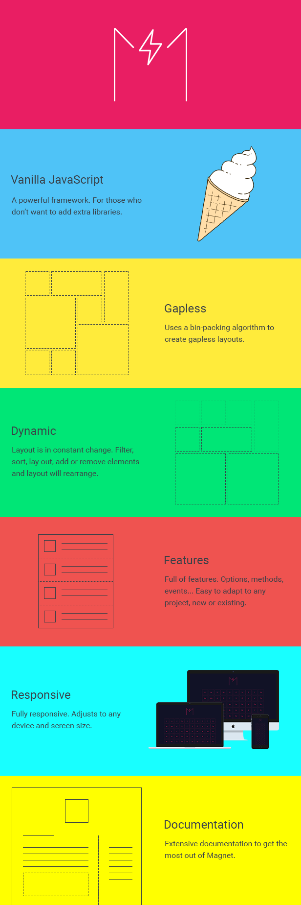 Magnet - JavaScript Library and jQuery Plugin to Create Filterable and Sortable Layouts - 1