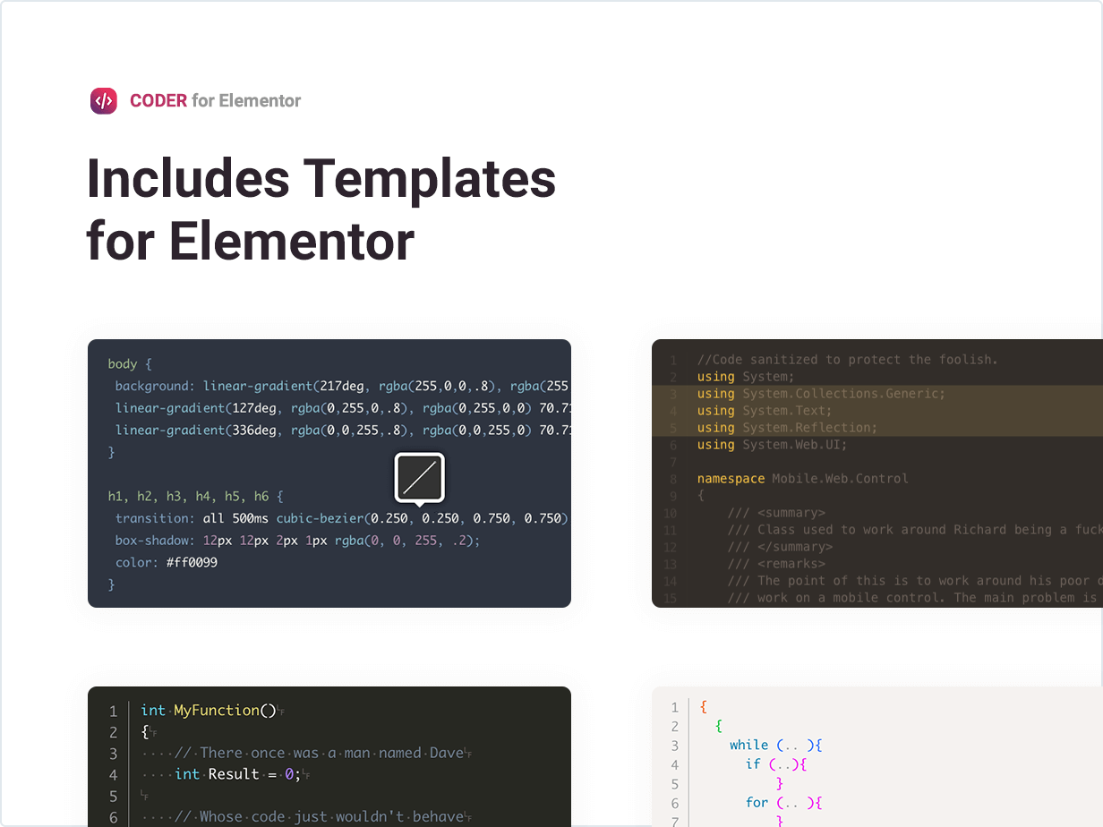 Includes Templates for Elementor