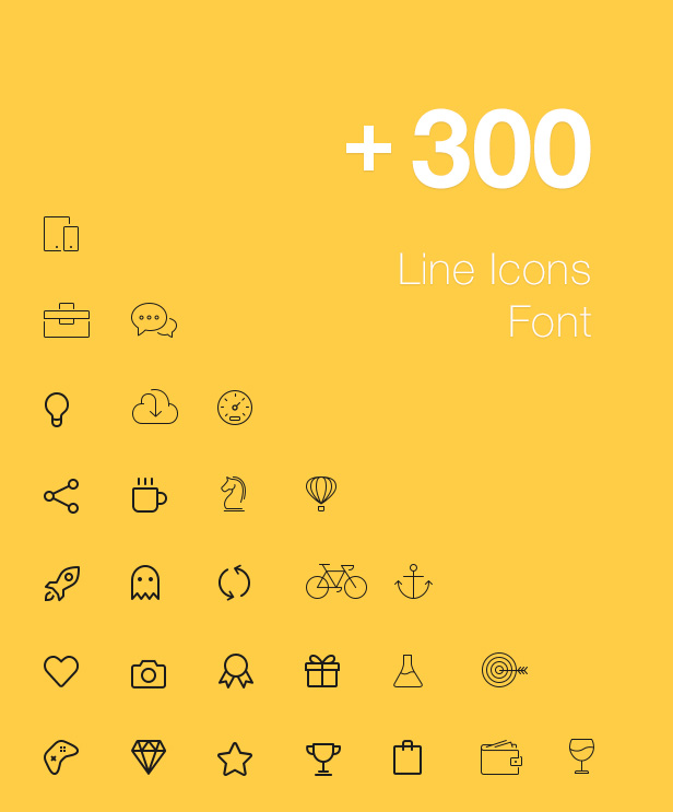 300 LIne Icons Font