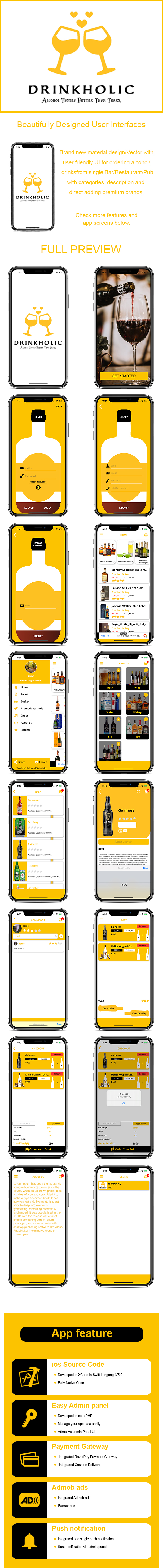 Drinkholic(iOS) - A Single Restaurant/Pub/Bar Drinks ordering app. - 2