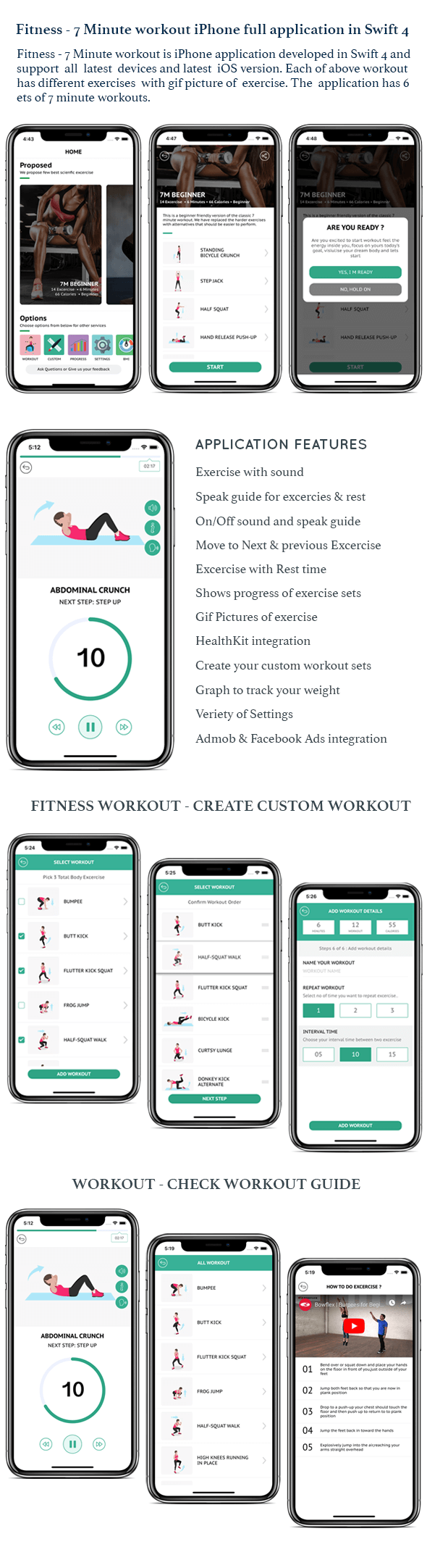 Fitness - 7 Minute workout iphone full application in Swift 4 - 1