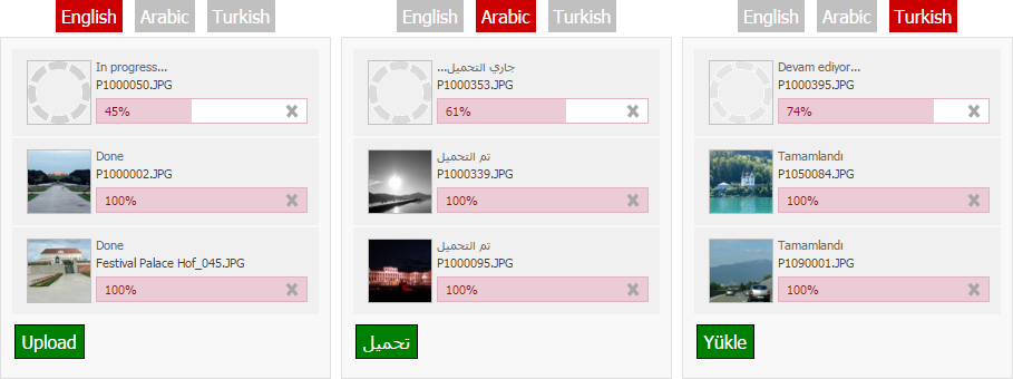 Multilingual Photo Uploader in 3 Languages: English, Arabic & Turkish