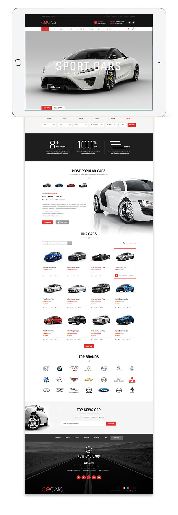 Homepage Design template - Go Cars
