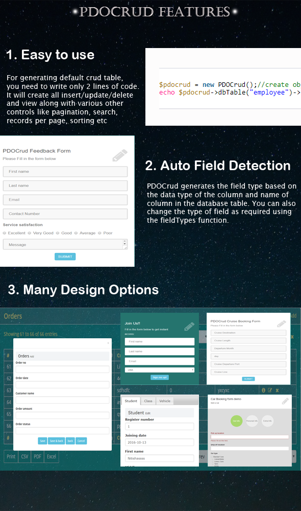 PDOCrud main features