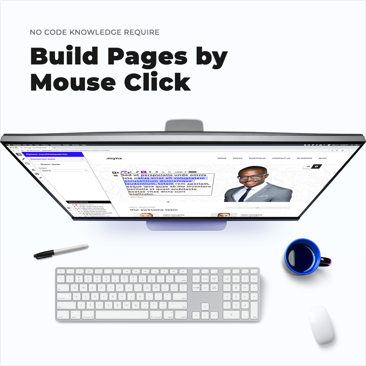 No Code Knowledge Require – Build Pages by Mouse Click