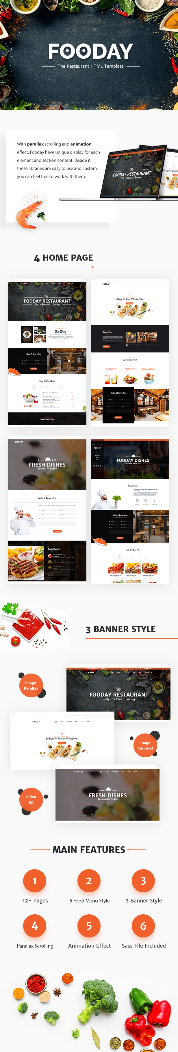 Fooday -  Restaurant HTML Template - Restaurants & Cafes Entertainment