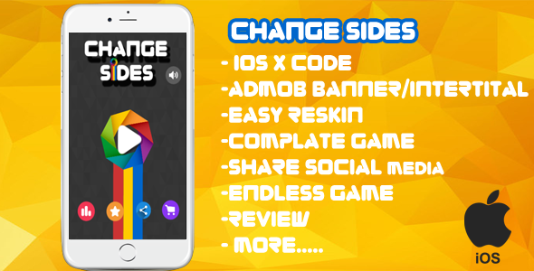 Change Sides- Android studio & Eclipse + Admob Ads + Endless + LeaderBoard + Share +Review+Addictive - 2
